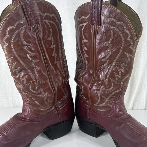 Tony lama 6960 Vintage Red Burgundy Leather Cowboy Boots Men 12D USA Made main image 5